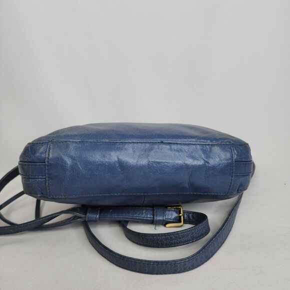Hobo International Blue Distressed Leather Crossbody Purse Dome Top Zip Bag - Picture 6 of 16